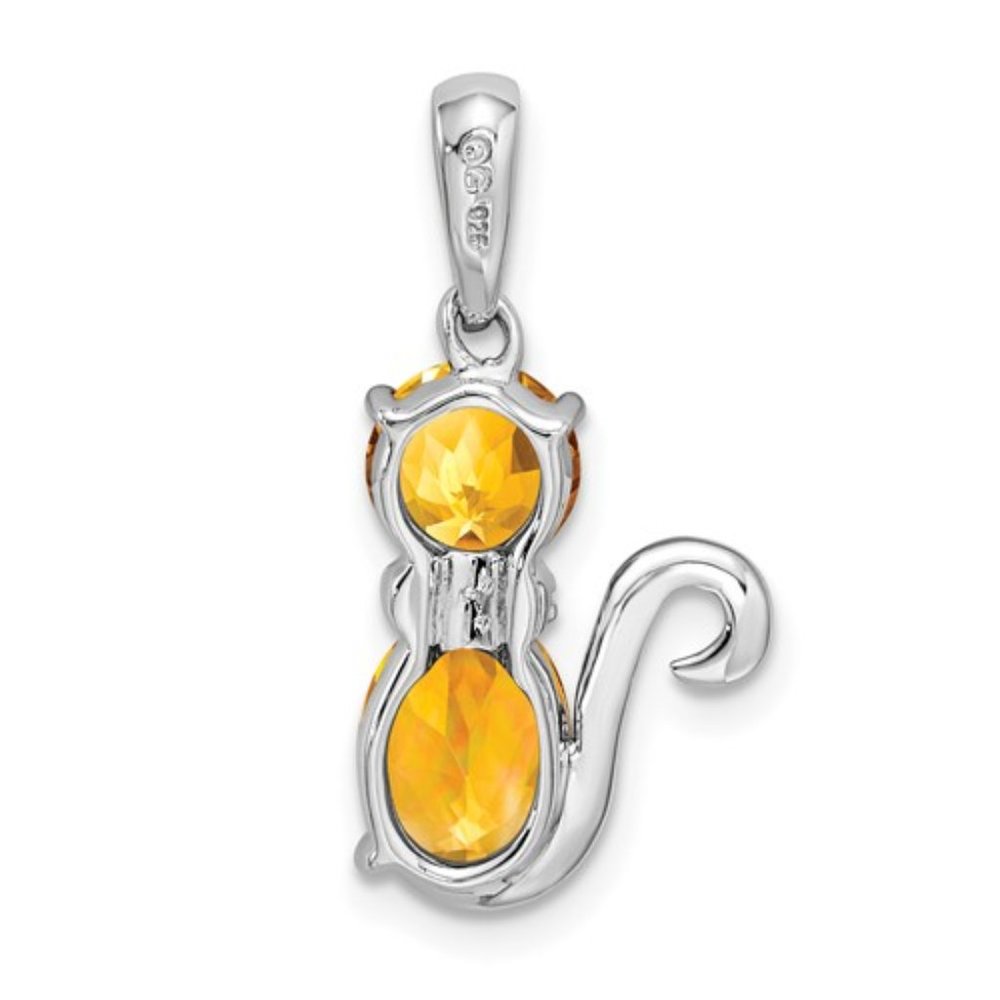 Citrine Garnet Blue Topaz peridot Amethyst Sterling Silver Cat Pendant Charm - Picture 5 of 9